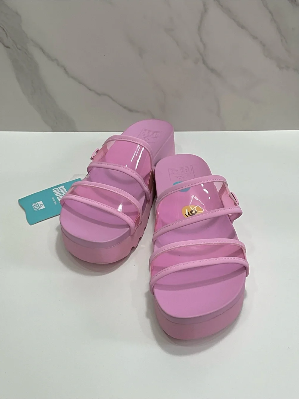 Reef Pink Platform Slide Sandals